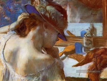 Au miroir Impressionnisme danseuse de ballet Edgar Degas Peinture à l'huile